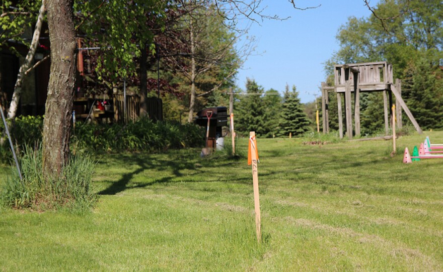 The orange stake marks the site of the new pipeline.