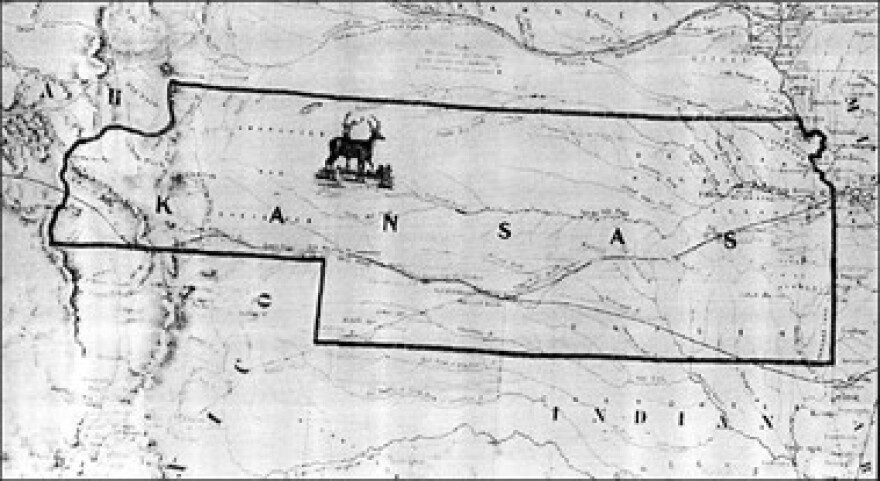 In 1854, the farthermost western boundary of the Kansas territory lay on the summit of the Rockies. Denver, founded in 1858 was actually named for Kansas Gov. James W. Denver. This map is a reproduction of a portion of J. H. Colton's map, Nebraska and Kansas 1854, drawn before Denver was a city.