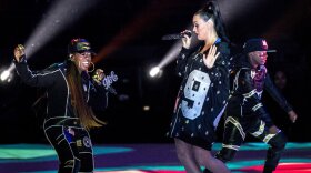 Missy Elliott (left) joined Katy Perry during the 2015 Super Bowl halftime show.