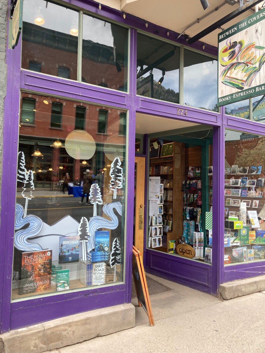 Between the Covers bookstore in Telluride prominently displays James Balog's book The Human Element and Rick Ridgeway's book Life Lived Wild.