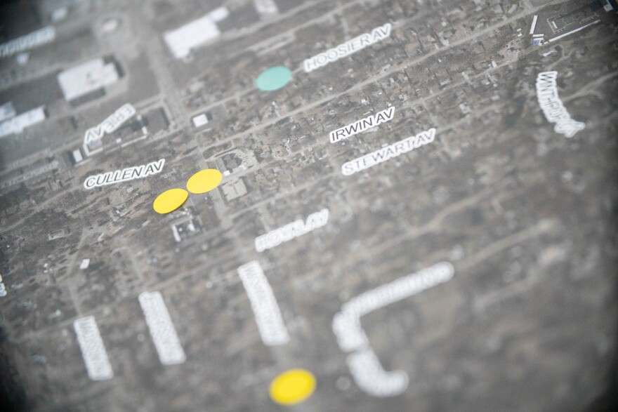 Attendees to the lloyd4All meeting July 22, were invited to mark areas of interest on the map. This is whether the spot is "safe," (green) "unsafe" (red) or "something in-between," (yellow).
