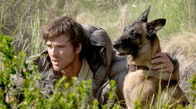 Jacob Elordi as Hig and Jasper the German Shepherd in The Dog Stars.