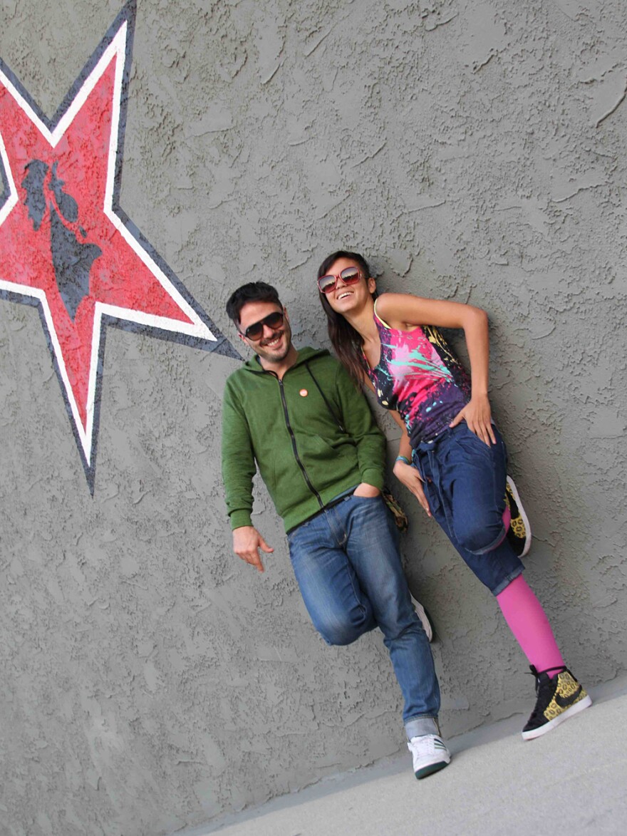 Simon Mejia and Liliana Saumet of the Colombian band Bomba Estereo.