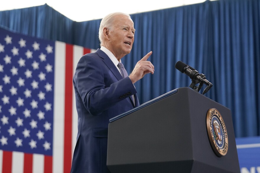 President Joe Biden speaks in Raleigh, N.C., Thursday, Jan. 18, 2024. Biden is visiting North Carolina to highlight $82 million in new spending to connect 16,000 households and businesses to high-speed internet. Biden's reelection campaign is making winning North Carolina and its 16 electoral votes a top priority in this year's presidential election. (AP Photo/Manuel Balce Ceneta)