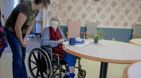 Patricia McFarlane, right, talks to Jodi White, director of marketing and admissions at Beechwood Rehabilitation and Nursing Care.