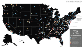 The SPLC lists and classifies hate groups in the country. Only organizations and their chapters known to be active during 2014 were included.