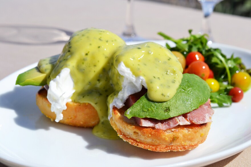 Green eggs and ham is a dish at once familiar to many and yet mysterious — no one can say for sure what this meal would translate to as real, edible food. Mar'sel, a Los Angeles county restaurant inside the ocean-side resort Terranea, crafted a green eggs and ham Benedict with prosciutto and Californian touches like salsa verde hollandaise and avocado.