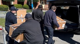 Virginia Beach deputies load vests to go to Attorney General Jason Miyares, who plans to send excess law enforcement equipment to the Israel Defense Forces. (Photo courtesy of Virginia Beach Sheriff’s Office)