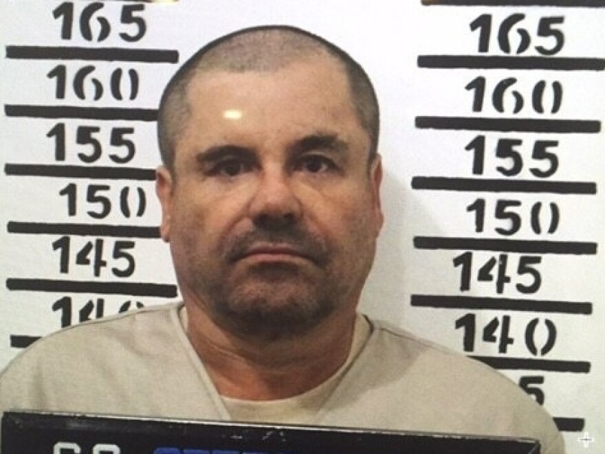 A 2016 mugshot of Joaquín "El Chapo" Guzmán at the Altiplano maximum security prison in Mexico.