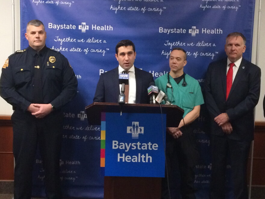 At a press conference in Springfield, Massachusetts, Hampden County District Attorney Anthony Gulluni announced several arrests of individuals who allegedly sold opioids that led to a string of overdoses.