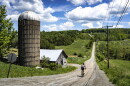 A gravel cyclists rides in Union Dale on one of the Endless Mountain Gravel routes.