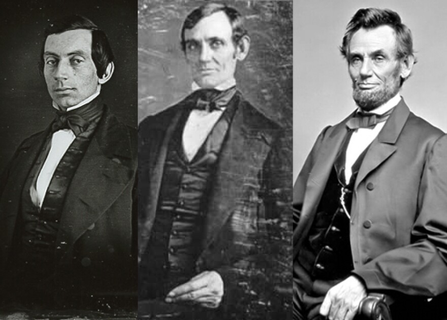 From the left: photo of young Lincoln in question, earliest confirmed photo of Lincoln, popular picture of older Lincoln