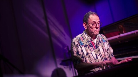 Francesco Crosara performs in the KNKX studios in 2024.