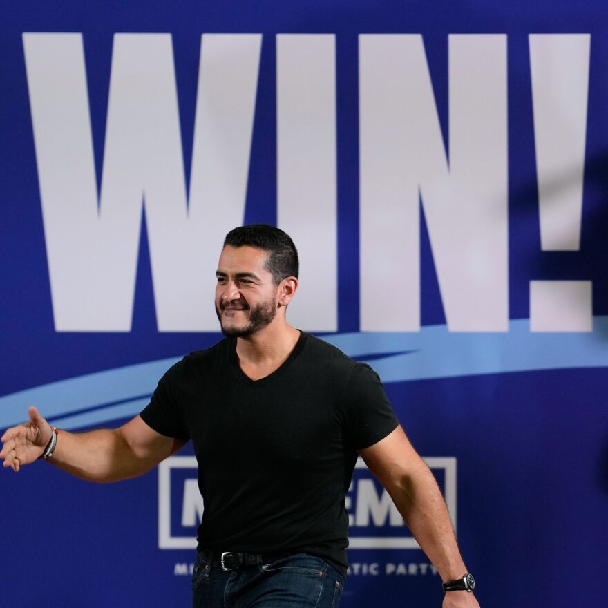 Democratic nominee for U.S. Senate Abdul El-Sayed arrives at a General Election Kickoff Rally for Michigan Democrats at Renaissance High School Friday, Aug. 7, 2026, in Detroit.