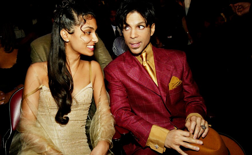 Prince and his wife, Manuela Testolini, backstage at the 35th Annual NAACP Image Awards in Hollywood, Calif., in 2004.