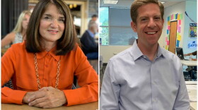 Republican Diane Harkey and Democrat Mike Levin are running against each other to succeed California Republican Rep. Darrell Issa in the state's 49th Congressional District. (Chris Bentley for Here & Now)