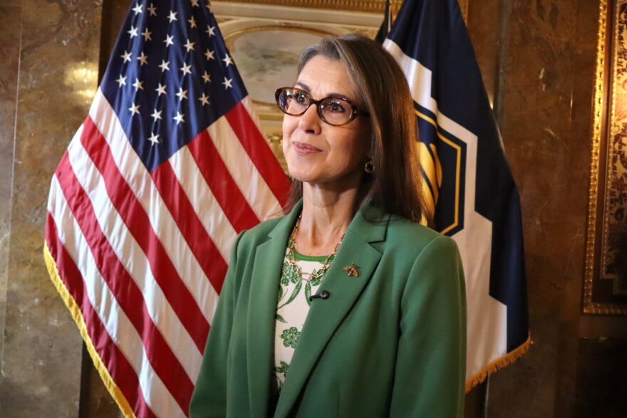 Utah Lt. Gov. Deidre Henderson speaks to reporters about the launch of Utah’s digital apostille program after a news conference at the Utah Capitol in Salt Lake City on Sept. 1, 2026.