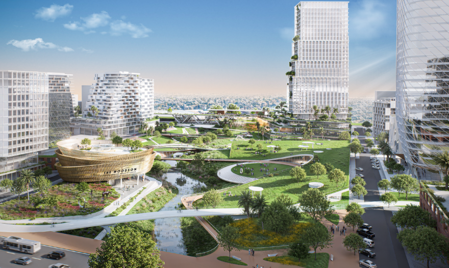 A rendering of one of the eight development proposals for the Historic Gas Plant District.