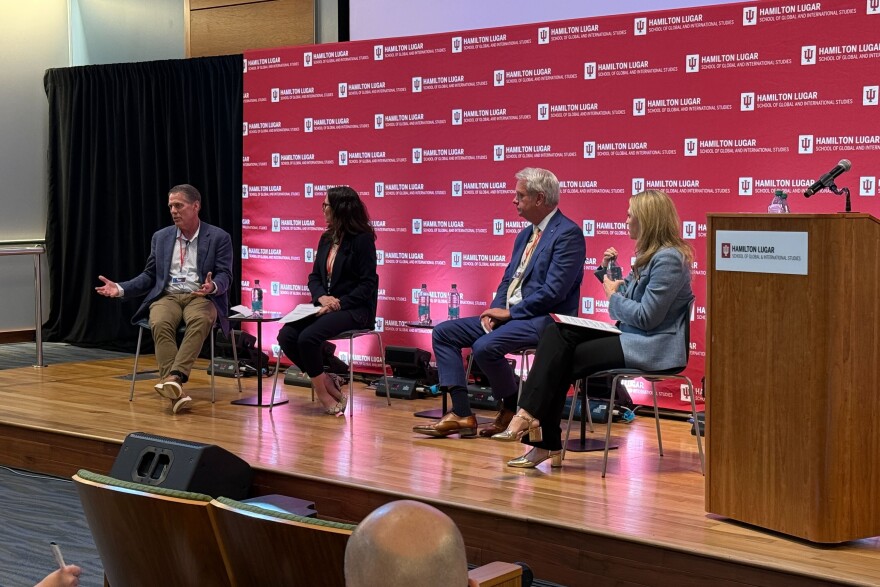 (From left to right) Don Lamb, Christy Wright, Dave Parrot, and Jillian Turner host a panel on the global impact of America's heartland.