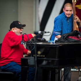 Eddie Palmieri's Big Band was up in Harlem, performing his Harlem River Drive Suite. The bass player is Luquez Curtis, who played with Eddie for many years and was close to him.