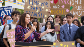 Orange County Commissioner Kelly Martinez Semrad during a press conference on Tuesday addressing the Sunshine Transit Advancement Resolution -- or STAR -- plan, which would start with bus rapid transit and include light rail and heavy rail. Martinez Semrad requested the item to be placed on Tuesday's Board of Commissioners' discussion agenda.