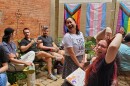 Attendees enjoy the Pride on the Patio event during Laramie PrideFest 2023.