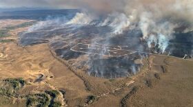 The prescribed burn begun over the weekend has already blackened much of the land within the 50,000-acre Oklahoma Impact Area, located about 25 miles southwest of Delta Junction.