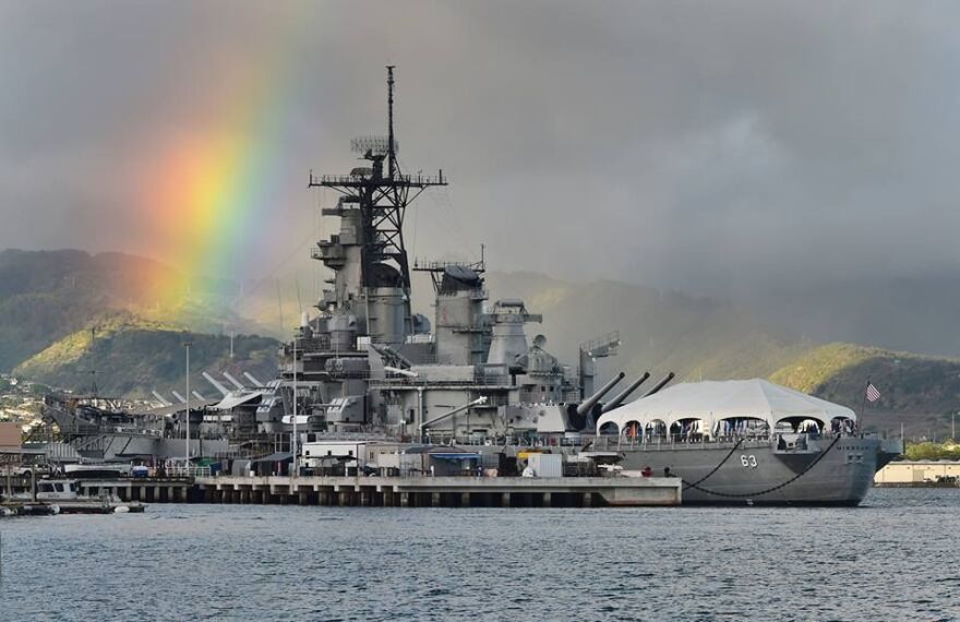 The Battleship Missouri Memorial at Pearl Harbor, Hawaii.