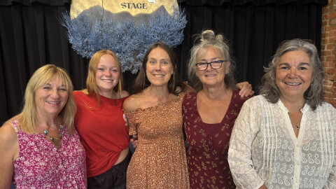 The cast of "Outspoken," a new musical play by Marty Durlin: Lenore Cambria, Violett Petersen, Christy Eller, Ellen Hutto, Sally Kane. Not pictured: Marian Pierce.