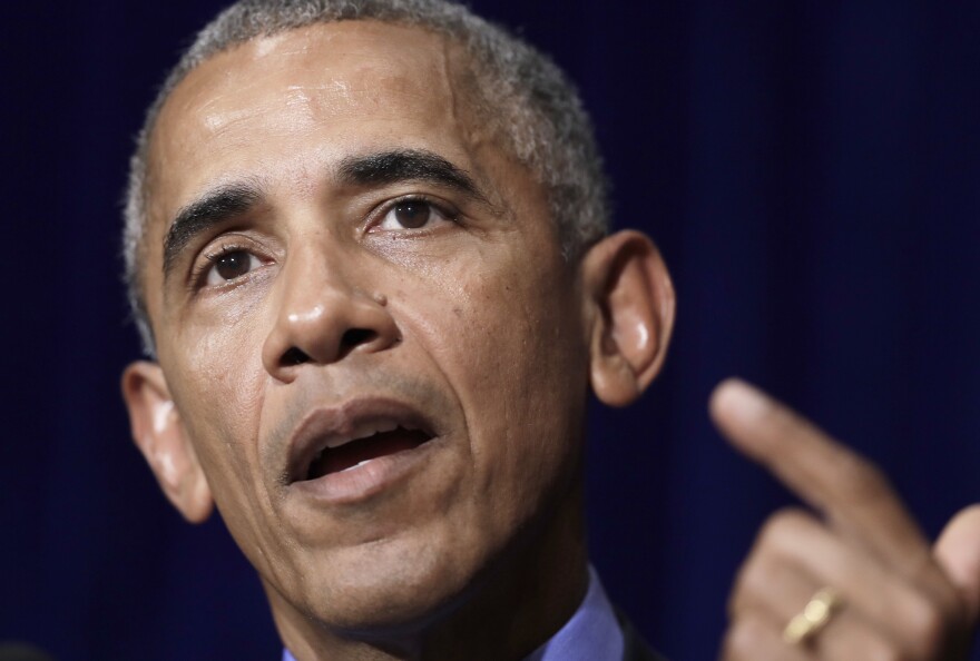 President Obama speaks during a news conference in Vientiane, Laos, Thursday.