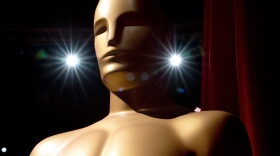 An Oscar statue stands as preparations are made along the red carpet ahead of the 95th Academy Awards, in Hollywood, California.