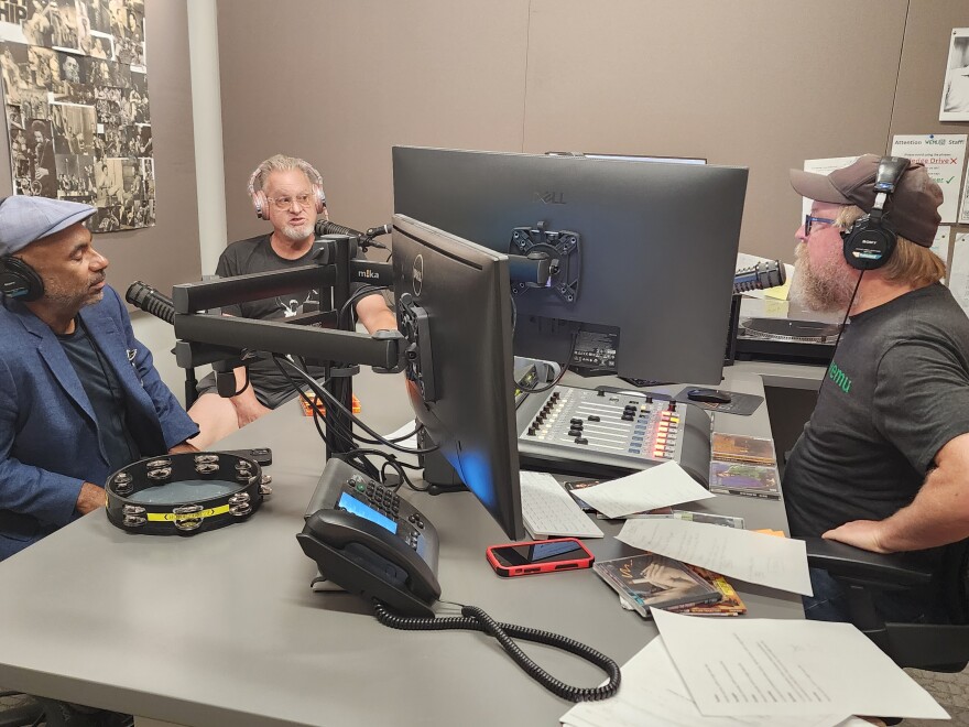 Ali Jackson, Mr. B and Jeremy Baldwin at the Timko Broadcast Center.