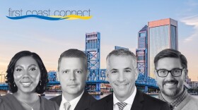 Christina Burgess, reporter at First Coast News; Jack Webb, attorney and former City Council President; Ben Becker, anchor at Action News Jax; Mike Mendenhall, associate editor and City Hall reporter at Jacksonville Today