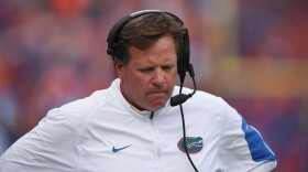 Florida coach Jim McElwain looks on as his team struggles to score points, and stop FAU's offense. (Greenberry Taylor/ WUFT News)