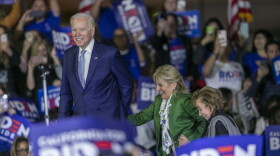 Democratic presidential candidate former Vice President Joe Biden accompanied by his wife Jill Biden and sister Valerie Biden Owens. (David McNew/Getty Images)