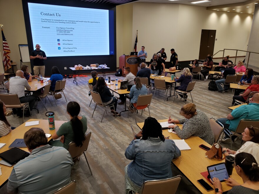 Educators undergoing wound training at Region 20 Education Service Center