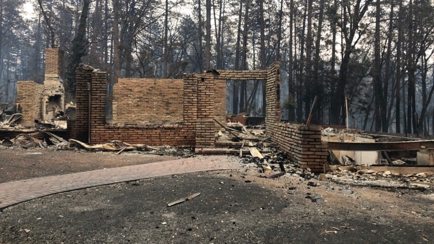 A structure in the town of Paradise which has been devastated by the deadly wildfire.