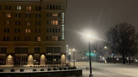 Hotel Madison in Harrisonburg photographed as the snow fell Saturday night.