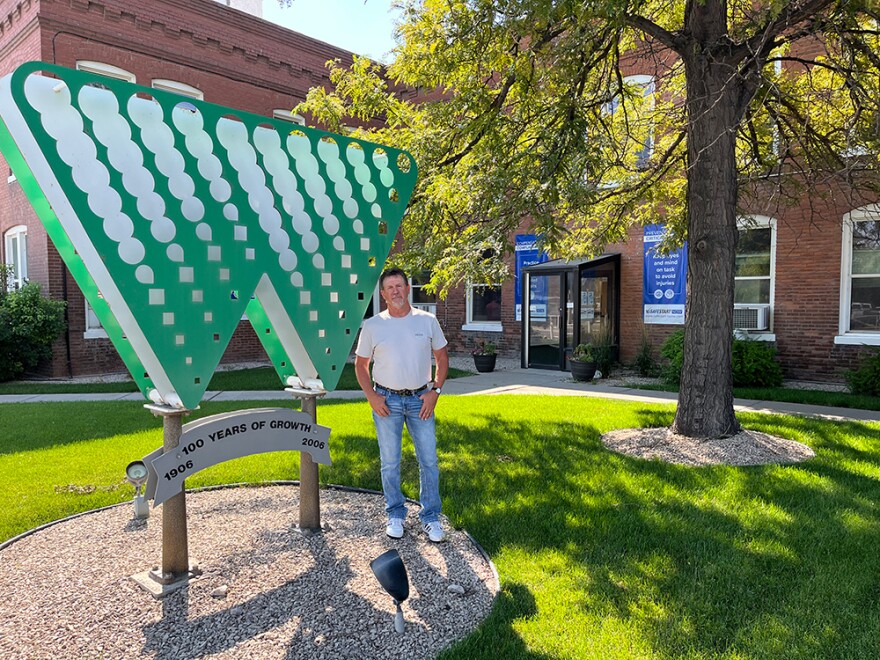 Bighorn sugar beet farmer Shane Strecker poses outside the Western Sugar Cooperative in Billings
