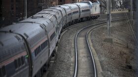 An Amtrak train passes through Elizabeth train station in March 2016, in Elizabeth, N.J., along Amtrak's Northeast Corridor. (Mel Evans/AP)