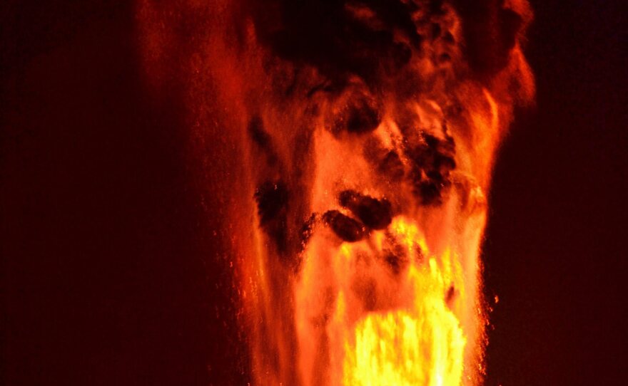 A view of the eruption.