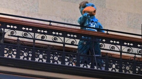 Chauncey, Coastal Carolina University's official mascot, at the Statehouse on Feb. 24 , 2026.