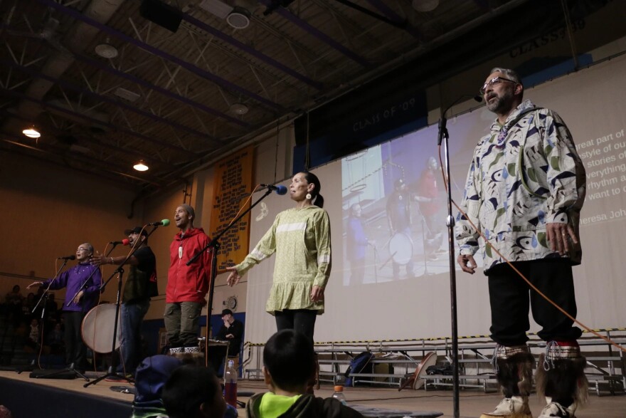 Original members of the Inuit-soul group Pamyua return to the Cama'i stage on March 27, 2026 in Bethel, Alaska.