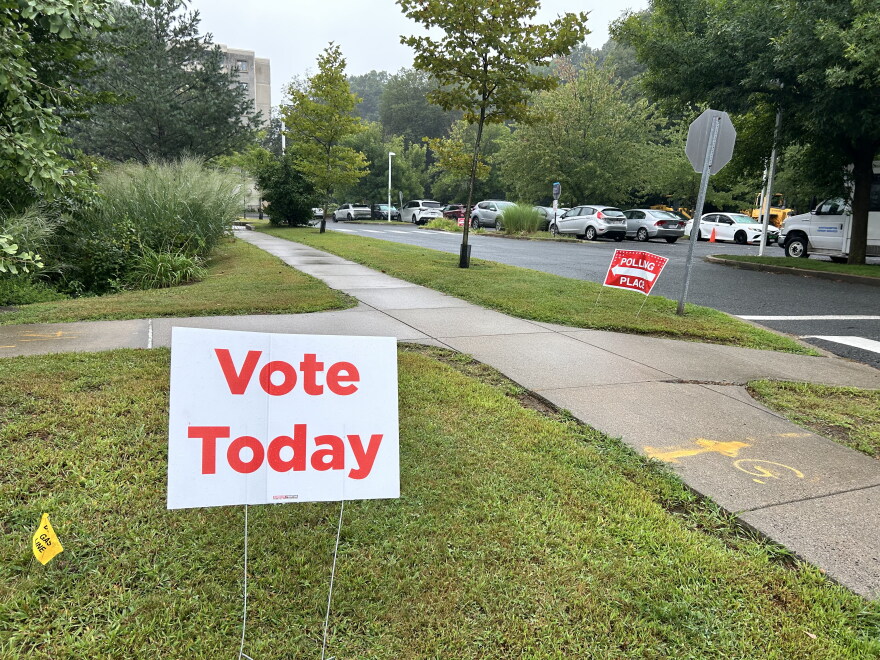 Voting signs outside the Northampton Senior Center in Northampton, MA