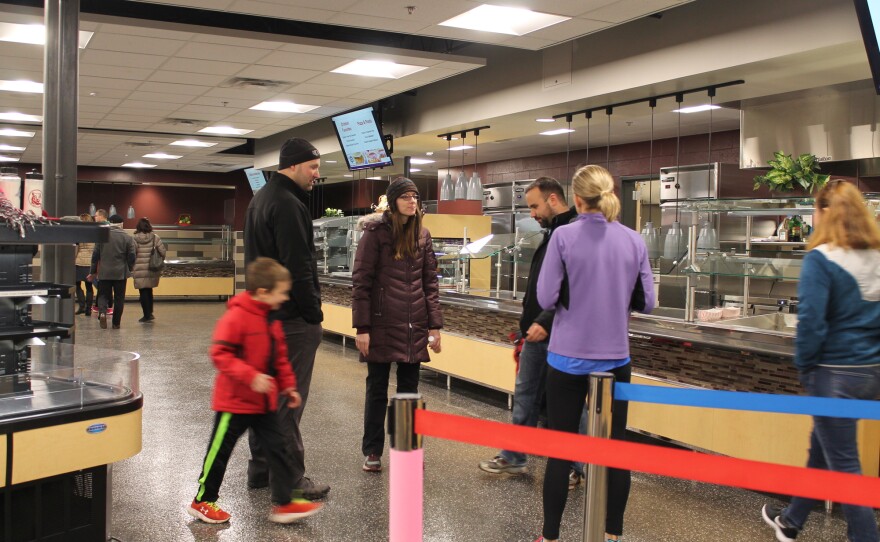 The new cafeteria has food court type stations.