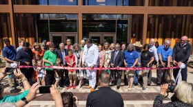 Shawnee and Ohio leaders perform a ribbon-cutting ceremony to signify the opening of Great Council State Park in Oldtown, Ohio, on June 7, 2024.