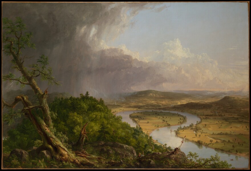 An inspiration for a recent art show installed along the Connecticut River, "View from Mount Holyoke, Northampton, Massachusetts, after a Thunderstorm -- The Oxbow."