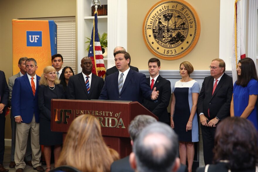 Gov. DeSantis speaks at University of Florida Monday morning.