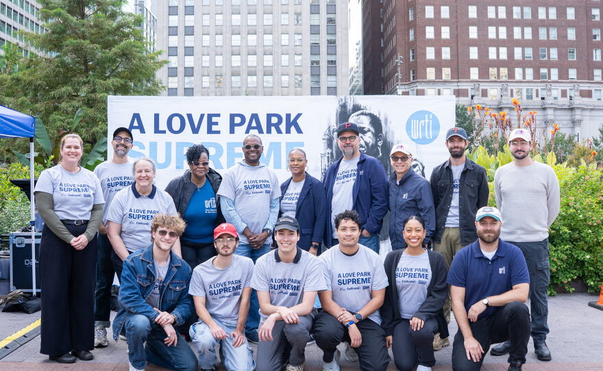Members of the WRTI team onsite at A Love Park Supreme, on Sept. 23, 2026.