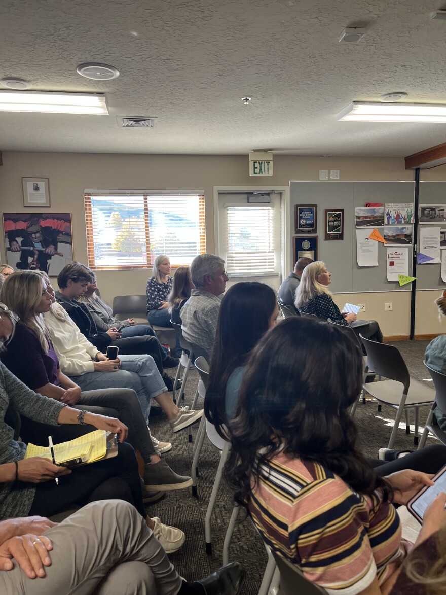 Parents packed into the board of education meeting to listen and give input as the board members voted on controversial sensitive materials policy changes.